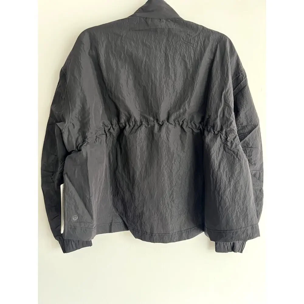 Lululemon Black Crinkle Nylon Cinchable Jacket Ruched Outdoor Drama NEW (size S) - Picture 11 of 14